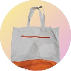 Elegant Cream and Orange Canvas Tote Bag